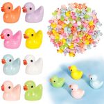 Partideal 160 PCS Mini Resin Duck Figures, Miniature Realistic Resin Plastic Duck Cute Figures, 8 Colors Mini Garden Duck Ornament Decoration for Dollhouse DIY Crafts Garden Landscape Home Decor