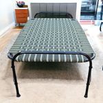 NATTNAK WE TRULY CARES Painted Single Folding Bed Size 3X6Ft Iron Frame With Nylon Niwar Home Outside Picnic Use Spacesaving Folding Cot, Multicolour