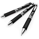 Pentel Energel BL80 Retractable Liquid Gel Ink Rollerball Pen - 1.0mm - Black - Pack of 3