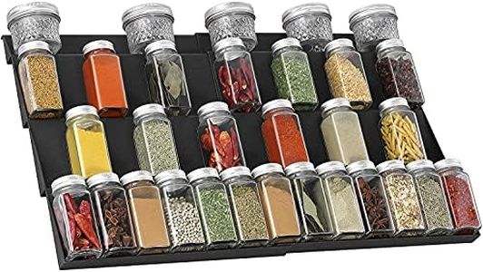 COSANSYS Spice Rack, Spice Drawer Organizer for Kitchen Drawer Cabinets- Adjustable 4 Slanted Tier Spice Storage Organizer Insert for Drawer Kitchen, Expands 12"to 23-1/4"W, 2 Pack Black