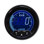 MOTOR METER RACING EVO Series 85mm 3-3/8" Digital Tachometer 11000 RPM Blue Red White Green LED Backlit Peak Recall Warning Function