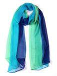 Uxcell Long Chiffon Light Wedding Scarf Silky Gradient Color Party Shawl Spring Summer Beach Wrap for Women Blue Green 63"x19.6"