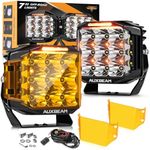 Auxbeam V-MAX Series 7" Led Pods Lights with Amber Covers, 228W 26100LM Spot Flood Combo Offroad Driving Lights with 270° Side Shooter & DRL & Back Light, Cube Ditch Light for Jeep ATV UTV, Pair