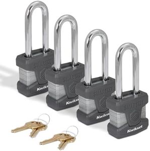 Kwikset SmartKey Re-Keyable Laminated Steel Padlock, 4-Pack, Silver
