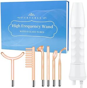 High Frequency Facial Wand - Uaike 6 in 1 Portable Handheld High Frequency Facial Machine - with 6 Pcs Orange Glass Tubes at Home Face Skin Wand Device for Body/Neck/Hair/Face