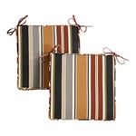 Greendale Home Fashions Outdoor 18-inch Square Reversible Seat Cushion, Espresso Stripe 2 Count