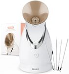 EZBASICS Facial Steamer Ionic Face Steamer for Home Facial, Warm Mist Humidifier Atomizer for Face Sauna Spa Sinuses Moisturizing, Unclogs Pores, 1 Pack + 5 Stainless Steel Skin Kit Brown