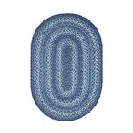 Homespice Denim Premium Jute Braided Area Rug, 27" x 45" Oval Blue - Navy - White, Reversible, Natural Jute Yarn Rustic, Country, Primitive, Farmhouse Style - 30 Day Risk Free Purchase