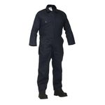 Welder's Coverall, 100% Cotton Twill, Snap Front, Elastic Waist, Multi-Pockets, Comfortable, Fire-Resistant, Durable, Workwear, Side Slash, Chest Pockets, Adjustable Cuffs - Navy Blue (XX-Large)