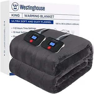 Westinghouse Electric Blanket King Size, Super Cozy Soft Flannel 100" x 90" Heated Blanket with 10 Fast Heating Levels & 1-12 Auto-Off, Machine Washable, ETL&FCC Certification, Charcoal