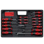 XOOL 42PCS Magnetic Screwdriver Set with Tray, Torx Phillips Flat Hex Pozi Non-Slip Magnetic Tips Screwdriver Set