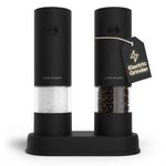 LARS NYSØM Electric Salt and Pepper Grinder Set I Automatic Salt and Pepper Mills with Adjustable Ceramic Grinder I Battery Operated Electric Spice Mill Set (Carbon Black)