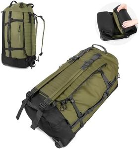 Vomgomfom 86L Large Foldable Duffle Bag with Wheels, Waterproof Rolling Travel Duffle Bag for Men Women, Portable Collapsible Luggage Bag for Camping, Sports, Weekend Trips,Army-Green