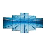 Hello Artwork Large 5 Piece Canvas Wall Art Blue Water Swimming Pool Modern Natatorium Sport Gym Stretched And Framed Home Decor Wall Art for Living Room Decor