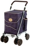 Sholley Deluxe Shopping Trolley (Petite for 5'3" and under) 4 wheels, Folding utility cart, Strong & Stable, Aids Mobility (Mulberry)