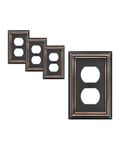 DEWENWILS 4-Pack Duplex Wall Plate, Metal Wall Outlet Cover for Receptacle, Light Switch, Aged Bronze