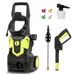 Electric Pressure Washer, Power Washer, Max 2500 PSI 1.8 GPM Pressure Washer with Spray Gun 4 Nozzle Adapter Soap Tank for Cleaning Car Driveway Garden Patio Fence