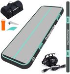 CHAMPIONPLUS 10ft 13ft 16ft 20ft Tumble Track Tumbling Mat Inflatable Gymnastics Air Mat 4/8 inches Thickness for Home Training Cheerleading Yoga with Electric Air Pump 10'x3.3'x4" Black/Mint