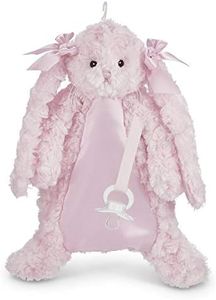 Bearington Baby Cottontail Pacifier Pet, Pink Bunny Plush Stuffed Animal Lovie and Paci Holder, 15"