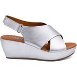 CIARA LONDON Ladies Silver Open Toe Slip On Mid Heel Wedge Hook And Loop Casual Summer Sandals UK 6