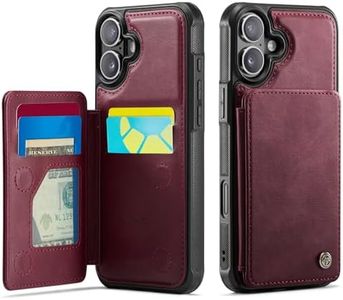 Vinich for iPhone 16 6.1" Wallet Case with Card Holder, RFID Blocking Credit Slots Kickstand Shockproof Phone Cover for Women Men, Burgundy