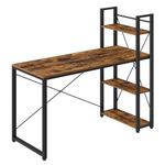 VASAGLE Computer Desk, Writing Desk with Storage Shelves on Left or Right, 137.2 cm Wide Home Office Desk, for Study, Easy Assembly, Industrial Style, Rustic Brown and Black LWD49B01