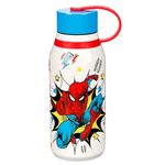 Disney Store Official Spider-Man Water Bottle in Stainless Steel, 325ml, Marvel Superhero Print Drink Flask with Twist Top Lid and Flexible Carry Loop, Kids School Bottle