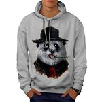 Wellcoda Panda Business Animal Mens Hoodie, Casual Hooded Sweatshirt Grey 2XL