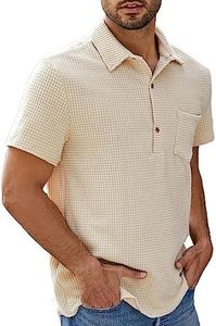 PAODIKUAI Men's Retro Short Sleeve Corduroy Shirt Casual Button Down Shirts (A-Polo-Apricot, Large)