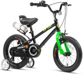 Glerc Fantacy Kids Bike 16 Inch Boys Girls Bicycle for Age 5 6 7 8Year Old with Stabilisers & Bottle Cage for Birthday Gift， Black