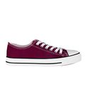 KRISP Womens Low Top Canvas Trainers, Burgundy [2345], 3, 2345-BRG-3