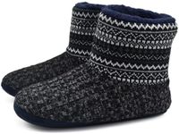 KuaiLu Mens Knitted Slipper Boots Winter Warm Comfort Memory Foam Gents Bootie Slippers Men Comfy Fluff Plush Wool Lined Bedroom House Ankle Slippers Indoor Non-Slip Rubber Sole