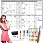 CLEVER CLEAN Large Dry Erase Wall Calendar - 36" x 52" Undated 4-Month Calendar for Home, Office, School - Reusable Jumbo Laminated Task Organizer