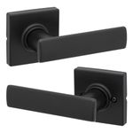 Weiser Breton Matte Black Passage Door Handle, Modern Décor Door Hardware, Reversible Hall/Closet Door Handle, Microban Embedded Finish