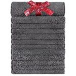 HOMEXCEL Hand Towels for Bathroom 12 Pack, Highly Absorbent Microfiber Towel for Bathroom, Gym, Beauty, Spa and Hotel, Soft and Quick Drying Grey Hand Towel 15 x 25 inches