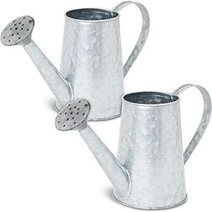 Juvale Galvanized Watering Can Vases with Handle for Home Decor (5.5 Inches, 2 Pack)