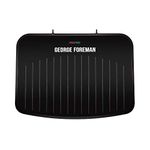 George Foreman Large Electric Fit Grill [Non stick, Healthy, Griddle, Toastie, Hot plate, Panini, BBQ, Energy saving, Vertical storage, Easy clean, Drip tray, Ready to cook light] Black, 2400W 25820