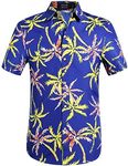 Hawaiian Shirt for Men, Flamingo Shirt, Tropical Shirts for Men Summer Short Sleeve Button Down (4X-Large, Dark Blue)