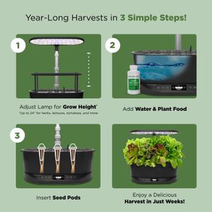 AeroGarden Bounty Basic Indoor Garden, Black – Hydroponic Grow System