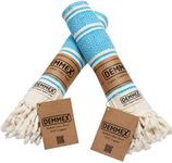 DEMMEX Certified 100% Organic Turkish Cotton Hand Towels Set of 2, Prewashed - Decorative Bathroom Peshtemal Towel for Hand, Face, Hair, Gym, Yoga, Tea, Discloth, Kitchen, 18x36 Inches (Turquoise)