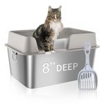 Stainless Steel Cat Litter Box with Lid,12" High Sides Cat Extra Large Litter Box, Enclosed Metal Litter Box,XL Kitty Litter Boxes for Big Cats,Anti-Leakage,Easy to Clean,No Odor No Sticky