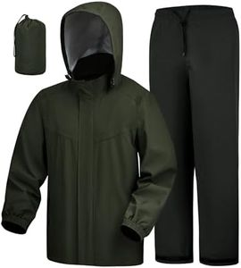 iCreek Rain Suit Waterproof Hooded Rain Gear Breathable Lightweight Packable Rain Jacket Pants Men Women for Hiking Fish Golf (Army Green, XL)