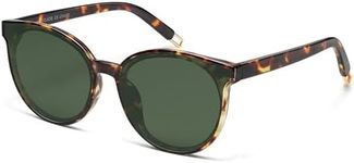 SOJOS Fashion Round Sunglasses for Women Men Oversized Vintage Shades SJ2057, Tortoise/Green