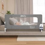 Liloro Toddler Bed Rail 150cm, Foldable Baby Bed Guard, No Drill Safety Bed Rail for Kids, Anti-Collision Protection, Fits Double, King and Single Beds, Grey