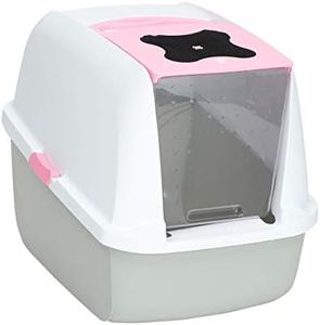 Catit Large Hooded Cat Litter Box, Pink and White, 50700