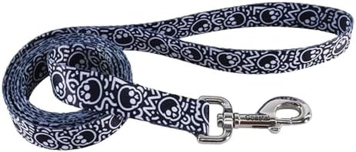 Coastal - Styles Dog Leash - Vibrant and Trendy Dog Leash - Black Skulls Print - 5/8” x 6’