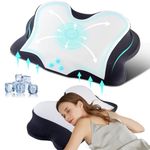 Cooling Neck Pillow for Neck and Shoulder Pain,Contour Orthopedic Pillow, Memory Foam Pillows for Sleeping,Ergonomic Neck Support Pillows for Side Back Stomach Sleeper with Cold Pillowcase