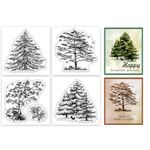 GLOBLELAND 4Pcs Mini Pine Trees Clear Stamps for DIY Scrapbooking Mini Forest Pine Tree Silicone Stamp Seals Transparent Stamps for Cards Making Photo Album Journal Home Decoration