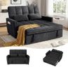 tiramisubest 54'' Sleeper Sofa Bed, Convertible Pull Out Couch Futon for for Living Room,Apartment (Black, Loveseat) Side Pockets, Velvet Fabric, Adjustable Backrest, Pull-Out Bed, Easy Assembly