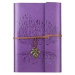 PU Leather Journal Notebook, Refillable Travel Vintage Writing Journals Diary, Gifts for Women, Men, Teen Girls and Boys, 100GSM Lined Paper,160 Pages(Purple, A5 9.2" x 6.5")